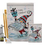 Ice Skating Gnome - Bugs & Frogs Garden Friends Vertical Impressions Decorative Flags HG104149 Made In USA