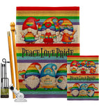 Peace Pride Gnome - Bugs & Frogs Garden Friends Vertical Impressions Decorative Flags HG104165 Made In USA