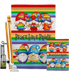 Peace Pride Gnome - Bugs & Frogs Garden Friends Vertical Impressions Decorative Flags HG104165 Made In USA