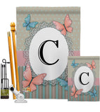 Butterflies C Initial - Bugs & Frogs Garden Friends Vertical Impressions Decorative Flags HG130133 Made In USA