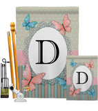 Butterflies D Initial - Bugs & Frogs Garden Friends Vertical Impressions Decorative Flags HG130134 Made In USA