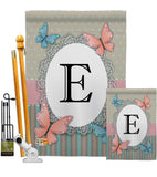 Butterflies E Initial - Bugs & Frogs Garden Friends Vertical Impressions Decorative Flags HG130135 Made In USA