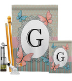 Butterflies G Initial - Bugs & Frogs Garden Friends Vertical Impressions Decorative Flags HG130137 Made In USA