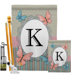 Butterflies K Initial - Bugs & Frogs Garden Friends Vertical Impressions Decorative Flags HG130141 Made In USA