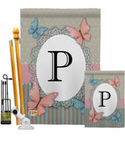 Butterflies P Initial - Bugs & Frogs Garden Friends Vertical Impressions Decorative Flags HG130146 Made In USA