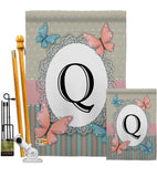 Butterflies Q Initial - Bugs & Frogs Garden Friends Vertical Impressions Decorative Flags HG130147 Made In USA