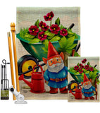 Garden Gnome - Bugs & Frogs Garden Friends Vertical Impressions Decorative Flags HG192457 Made In USA