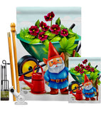 Garden Gnome - Bugs & Frogs Garden Friends Vertical Impressions Decorative Flags HG192457 Made In USA