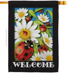 Ladybug Heaven - Bugs & Frogs Garden Friends Vertical Impressions Decorative Flags HG104068 Made In USA