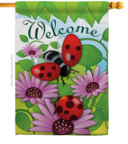 Welcome Ladybug - Bugs & Frogs Garden Friends Vertical Impressions Decorative Flags HG104071 Made In USA