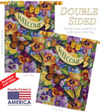 Pansies with Butterflies - Bugs & Frogs Garden Friends Vertical Impressions Decorative Flags HG104082 Made In USA