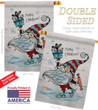 Ice Skating Gnome - Bugs & Frogs Garden Friends Vertical Impressions Decorative Flags HG104149 Made In USA