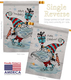 Ice Skating Gnome - Bugs & Frogs Garden Friends Vertical Impressions Decorative Flags HG104149 Made In USA