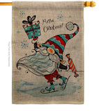 Ice Skating Gnome - Bugs & Frogs Garden Friends Vertical Impressions Decorative Flags HG104149 Made In USA