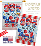 July 4th Gnome - Bugs & Frogs Garden Friends Vertical Impressions Decorative Flags HG104159 Made In USA