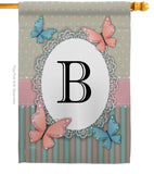 Butterflies B Initial - Bugs & Frogs Garden Friends Vertical Impressions Decorative Flags HG130132 Made In USA