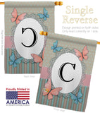 Butterflies C Initial - Bugs & Frogs Garden Friends Vertical Impressions Decorative Flags HG130133 Made In USA