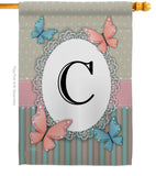 Butterflies C Initial - Bugs & Frogs Garden Friends Vertical Impressions Decorative Flags HG130133 Made In USA