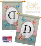 Butterflies D Initial - Bugs & Frogs Garden Friends Vertical Impressions Decorative Flags HG130134 Made In USA