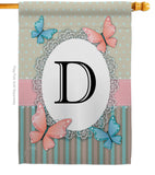 Butterflies D Initial - Bugs & Frogs Garden Friends Vertical Impressions Decorative Flags HG130134 Made In USA