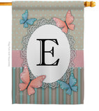 Butterflies E Initial - Bugs & Frogs Garden Friends Vertical Impressions Decorative Flags HG130135 Made In USA