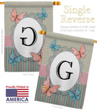 Butterflies G Initial - Bugs & Frogs Garden Friends Vertical Impressions Decorative Flags HG130137 Made In USA