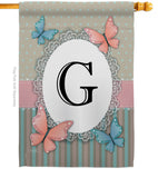 Butterflies G Initial - Bugs & Frogs Garden Friends Vertical Impressions Decorative Flags HG130137 Made In USA