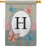 Butterflies H Initial - Bugs & Frogs Garden Friends Vertical Impressions Decorative Flags HG130138 Made In USA
