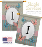 Butterflies I Initial - Bugs & Frogs Garden Friends Vertical Impressions Decorative Flags HG130139 Made In USA