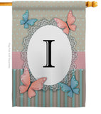 Butterflies I Initial - Bugs & Frogs Garden Friends Vertical Impressions Decorative Flags HG130139 Made In USA