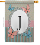 Butterflies J Initial - Bugs & Frogs Garden Friends Vertical Impressions Decorative Flags HG130140 Made In USA