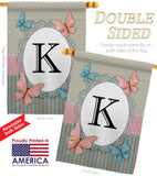 Butterflies K Initial - Bugs & Frogs Garden Friends Vertical Impressions Decorative Flags HG130141 Made In USA