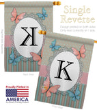 Butterflies K Initial - Bugs & Frogs Garden Friends Vertical Impressions Decorative Flags HG130141 Made In USA