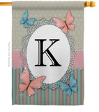 Butterflies K Initial - Bugs & Frogs Garden Friends Vertical Impressions Decorative Flags HG130141 Made In USA