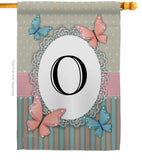 Butterflies O Initial - Bugs & Frogs Garden Friends Vertical Impressions Decorative Flags HG130145 Made In USA