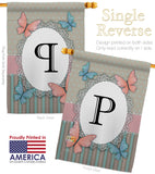 Butterflies P Initial - Bugs & Frogs Garden Friends Vertical Impressions Decorative Flags HG130146 Made In USA