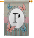 Butterflies P Initial - Bugs & Frogs Garden Friends Vertical Impressions Decorative Flags HG130146 Made In USA