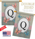 Butterflies Q Initial - Bugs & Frogs Garden Friends Vertical Impressions Decorative Flags HG130147 Made In USA