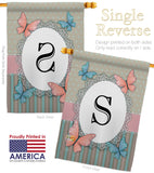 Butterflies S Initial - Bugs & Frogs Garden Friends Vertical Impressions Decorative Flags HG130149 Made In USA