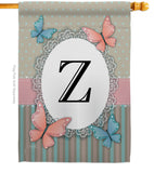 Butterflies Z Initial - Bugs & Frogs Garden Friends Vertical Impressions Decorative Flags HG130156 Made In USA