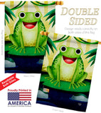 Happy Frog - Bugs & Frogs Garden Friends Vertical Impressions Decorative Flags HG192620 Made In USA