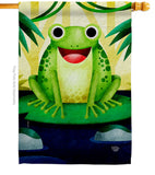 Happy Frog - Bugs & Frogs Garden Friends Vertical Impressions Decorative Flags HG192620 Made In USA