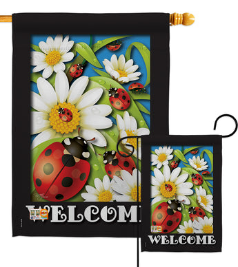 Ladybug Heaven - Bugs & Frogs Garden Friends Vertical Impressions Decorative Flags HG104068 Made In USA