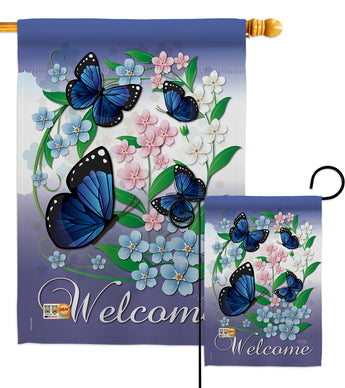 Blue Butterflies - Bugs & Frogs Garden Friends Vertical Impressions Decorative Flags HG104069 Imported