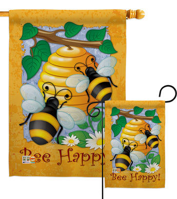 Bee Happy - Bugs & Frogs Garden Friends Vertical Impressions Decorative Flags HG104077 Made In USA