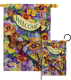 Pansies with Butterflies - Bugs & Frogs Garden Friends Vertical Impressions Decorative Flags HG104082 Made In USA