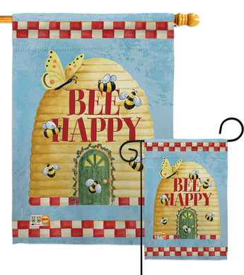 Bee Happy Hive - Bugs & Frogs Garden Friends Vertical Impressions Decorative Flags HG104089 Made In USA