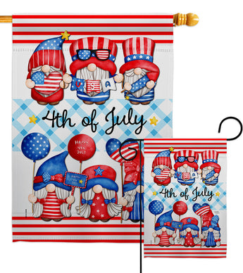 July 4th Gnome - Bugs & Frogs Garden Friends Vertical Impressions Decorative Flags HG104159 Made In USA