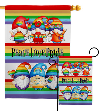 Peace Pride Gnome - Bugs & Frogs Garden Friends Vertical Impressions Decorative Flags HG104165 Made In USA