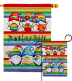 Peace Pride Gnome - Bugs & Frogs Garden Friends Vertical Impressions Decorative Flags HG104165 Made In USA